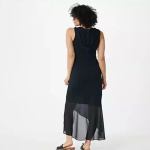 Haute Hippie Tribe Black Knit & Chiffon Embellished Maxi Dress with Hood